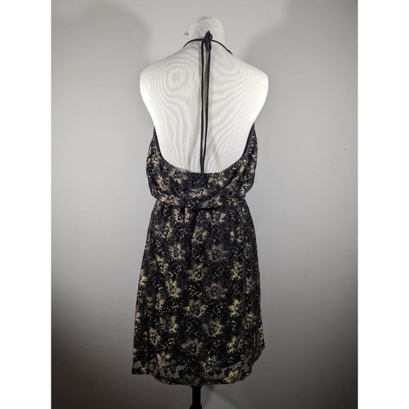 After Party By Nasty Gal Metallic Pon de Floral Mini Dress Women's Size L - Picture 3 of 5